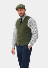 ALAN PAINE Combrook Mens Tweed Lined-Back Waistcoat - Mariner