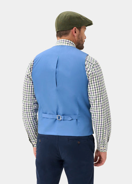 ALAN PAINE Combrook Mens Tweed Lined-Back Waistcoat - Mariner
