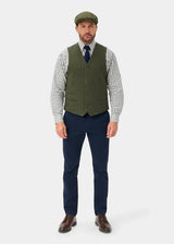 ALAN PAINE Combrook Mens Tweed Lined-Back Waistcoat - Mariner