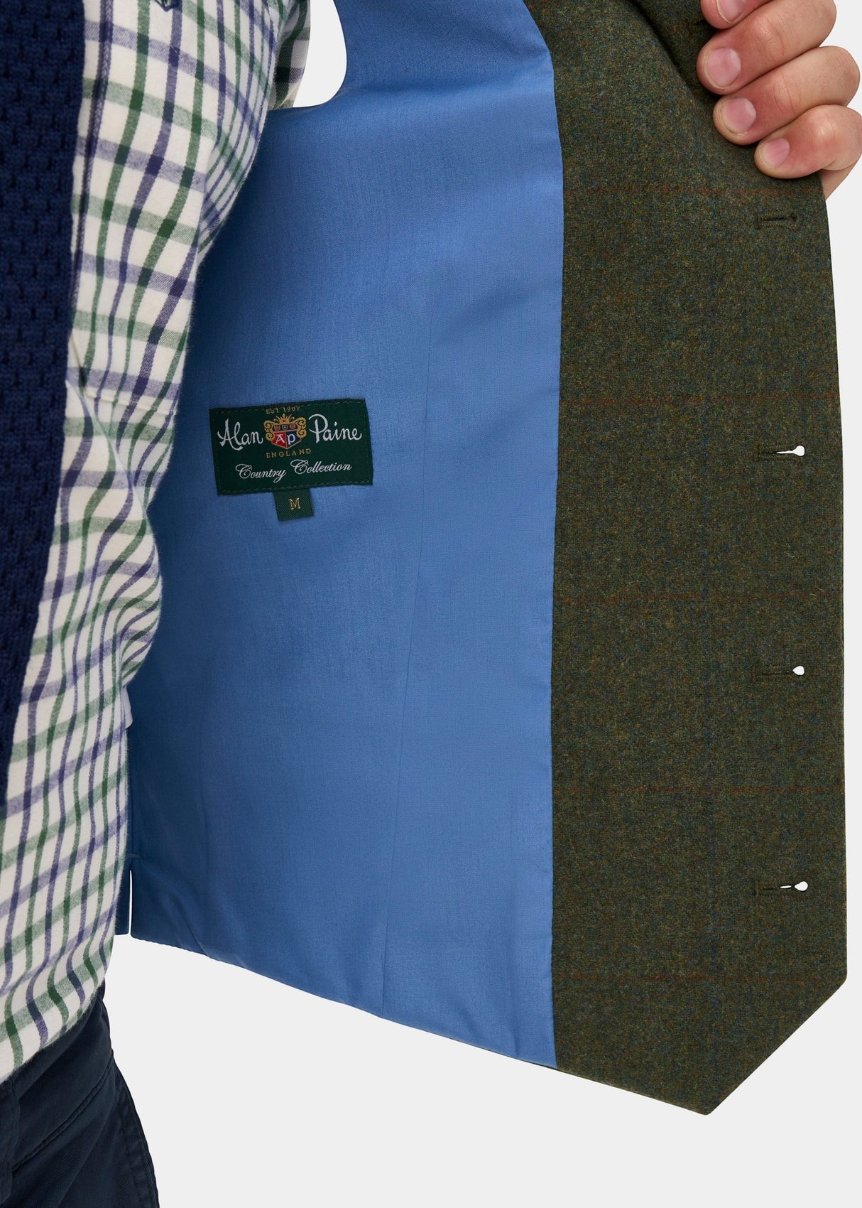 ALAN PAINE Combrook Mens Tweed Lined-Back Waistcoat - Mariner