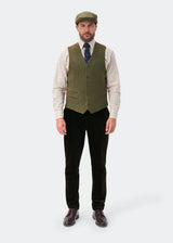 ALAN PAINE Combrook Mens Tweed Lined-Back Waistcoat - Reed
