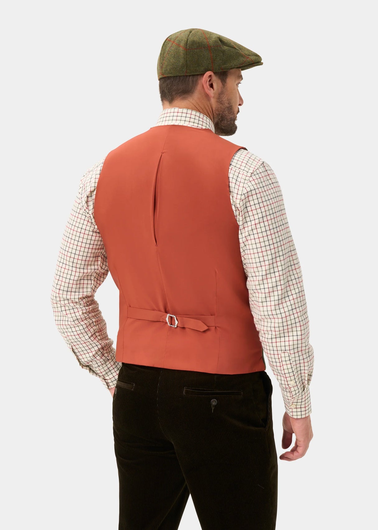 ALAN PAINE Combrook Mens Tweed Lined-Back Waistcoat - Reed