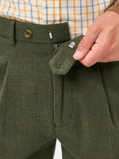 ALAN PAINE Combrook Mens Tweed Shooting Breeks - Mariner – waistband detail.
