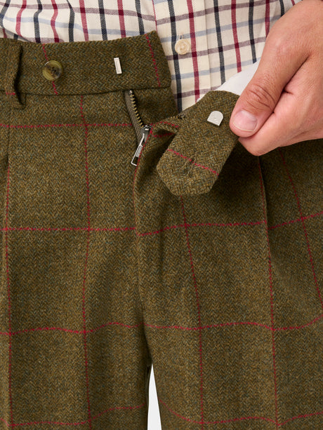 Alan Paine Combrook Mens Tweed Shooting Breeks - Sage – waistband detail view.