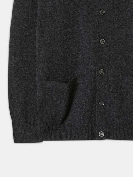 ALAN PAINE Cornwall Lambswool V-Neck Classic Fit Cardigan - Mens - Charcoal