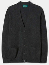 ALAN PAINE Cornwall Lambswool V-Neck Classic Fit Cardigan - Mens - Charcoal