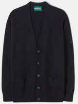 ALAN PAINE Cornwall Lambswool V-Neck Classic Fit Cardigan - Mens - Navy