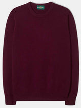 ALAN PAINE Dorset Crew Neck Lambswool Classic Fit Jumper - Mens - Bordeaux