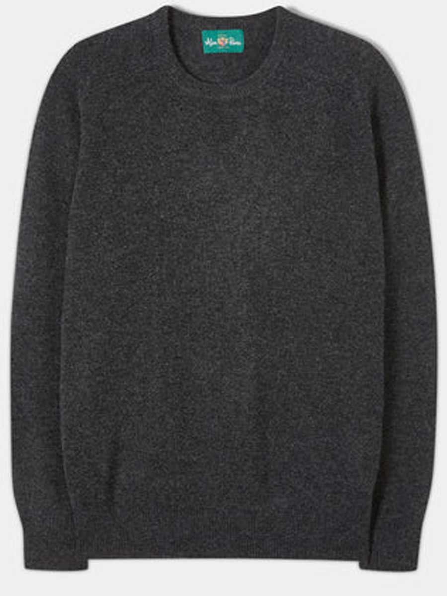 ALAN PAINE Dorset Crew Neck Lambswool Classic Fit Jumper - Mens - Charcoal