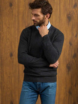 ALAN PAINE Dorset Crew Neck Lambswool Classic Fit Jumper - Mens - Charcoal