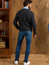 ALAN PAINE Dorset Crew Neck Lambswool Classic Fit Jumper - Mens - Charcoal