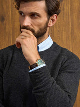 ALAN PAINE Dorset Crew Neck Lambswool Classic Fit Jumper - Mens - Charcoal