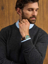 ALAN PAINE Dorset Crew Neck Lambswool Classic Fit Jumper - Mens - Charcoal