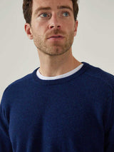 ALAN PAINE Dorset Crew Neck Lambswool Classic Fit Jumper - Mens - Indigo