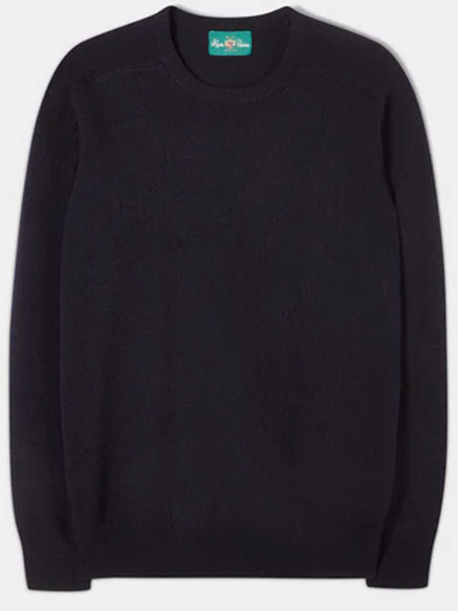 ALAN PAINE Dorset Crew Neck Lambswool Classic Fit Jumper - Mens - Navy