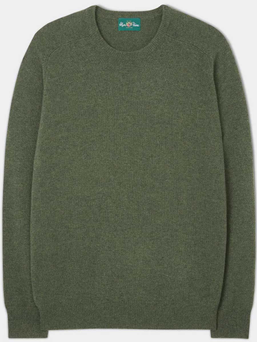 ALAN PAINE Dorset Crew Neck Lambswool Classic Fit Jumper - Mens - Rosemary