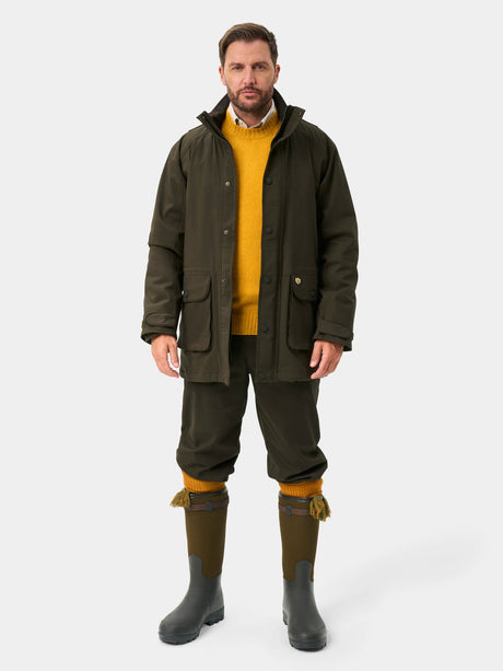 Alan Paine Dunswell Mens Waterproof Field Coat - Olive – full length view.