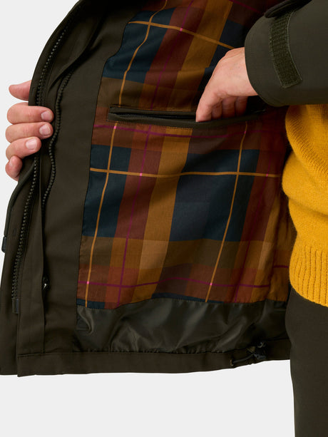 Alan Paine Dunswell Mens Waterproof Field Coat - Olive – lining detail view.