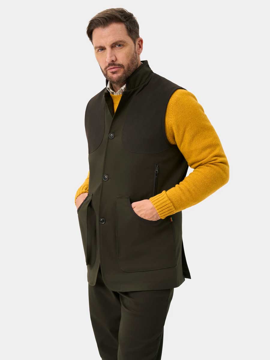 ALAN PAINE Dunswell Mens Waterproof Gilet - Olive