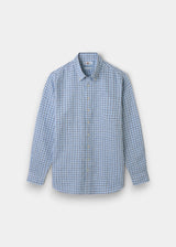 ALAN PAINE Fleetwood Mens Check Linen Shirt - Blue