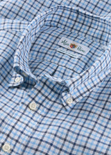 ALAN PAINE Fleetwood Mens Check Linen Shirt - Blue