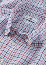 ALAN PAINE Fleetwood Mens Check Linen Shirt - Blue & Orange