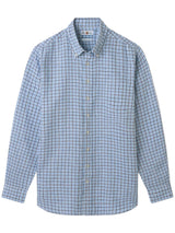 ALAN PAINE Fleetwood Mens Check Linen Shirt - Blue