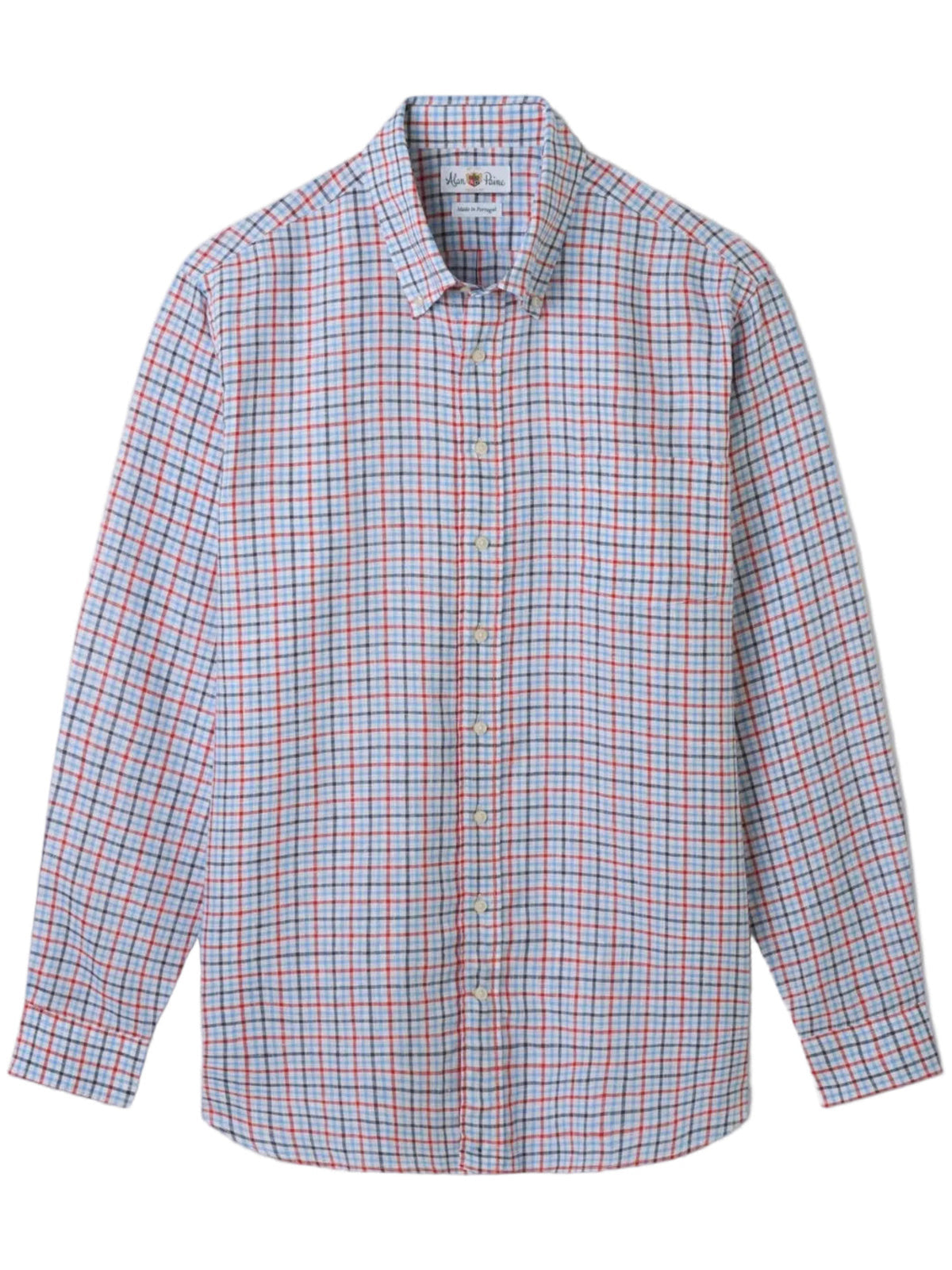 ALAN PAINE Fleetwood Mens Check Linen Shirt - Blue & Orange