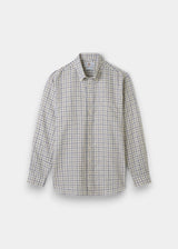 ALAN PAINE Fleetwood Mens Check Linen Shirt - Green & Brown