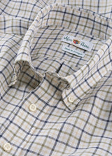 ALAN PAINE Fleetwood Mens Check Linen Shirt - Green & Brown