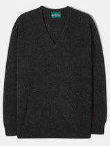 ALAN PAINE Hampshire V Neck Lambswool Classic Fit Jumper - Mens - Charcoal