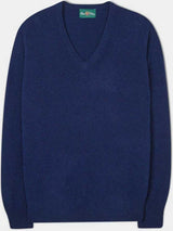 ALAN PAINE Hampshire V Neck Lambswool Classic Fit Jumper - Mens - Indigo