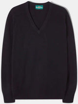 ALAN PAINE Hampshire V Neck Lambswool Classic Fit Jumper - Mens - Navy