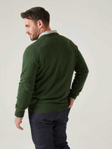 ALAN PAINE Hampshire V Neck Lambswool Classic Fit Jumper - Mens - Rosemary