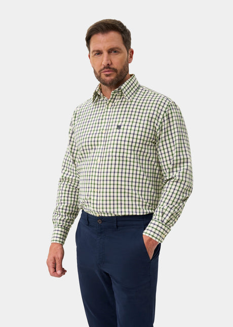 ALAN PAINE Ilkley Mens Country Check Shooting Shirt - Blue & Green