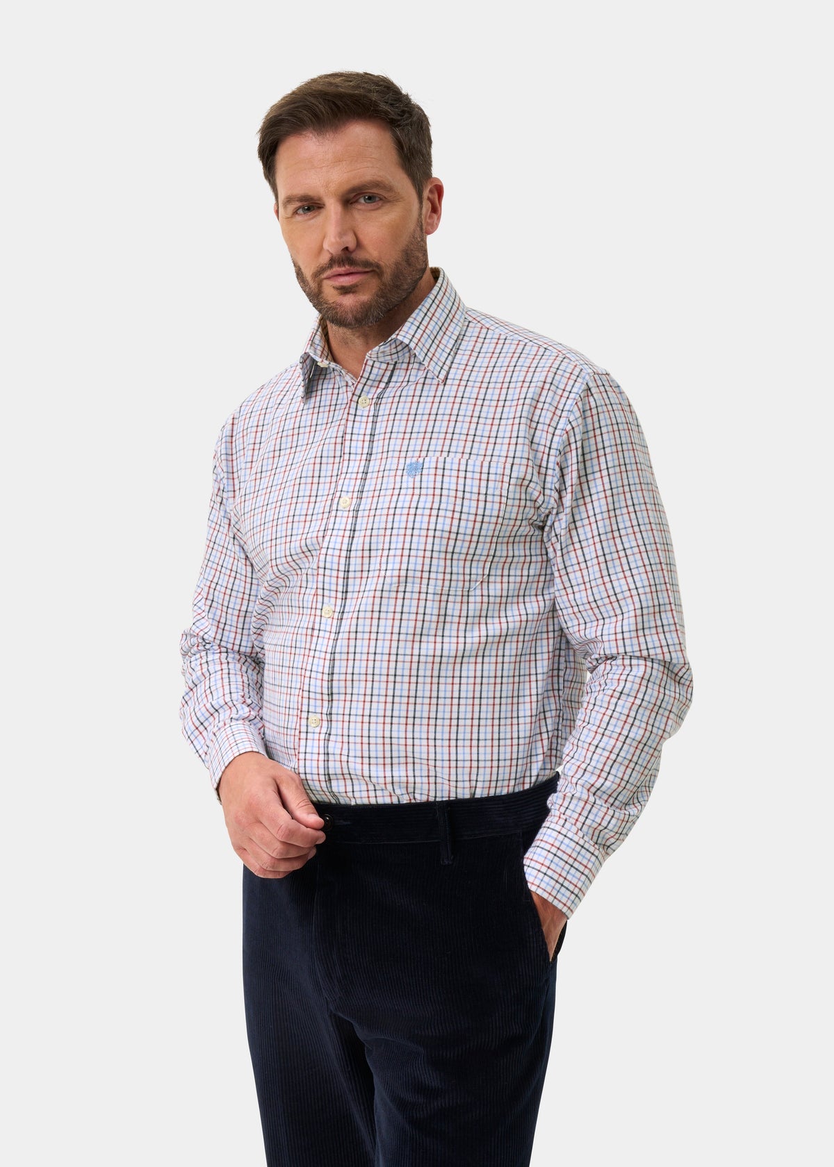 ALAN PAINE Ilkley Mens Country Check Shooting Shirt - Blue & Red