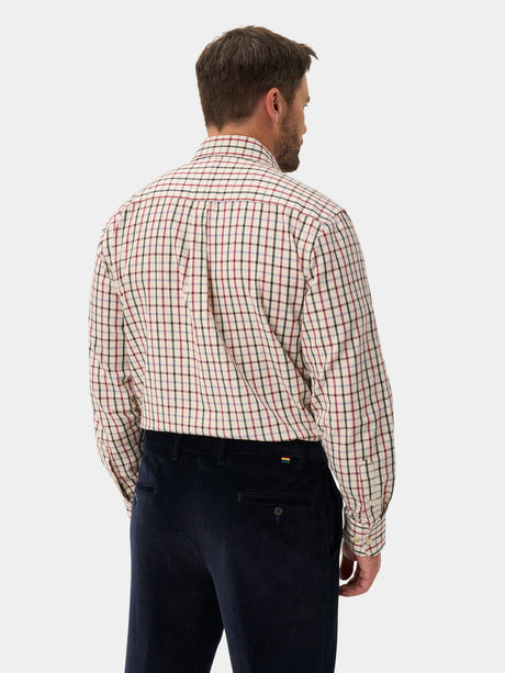 Alan Paine Ilkley Mens Country Check Shooting Shirt - Country Red – back view.