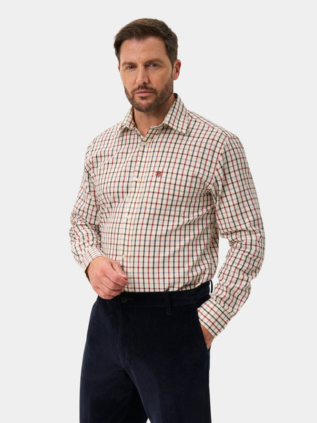 Alan Paine Ilkley Mens Country Check Shooting Shirt - Country Red – front view.