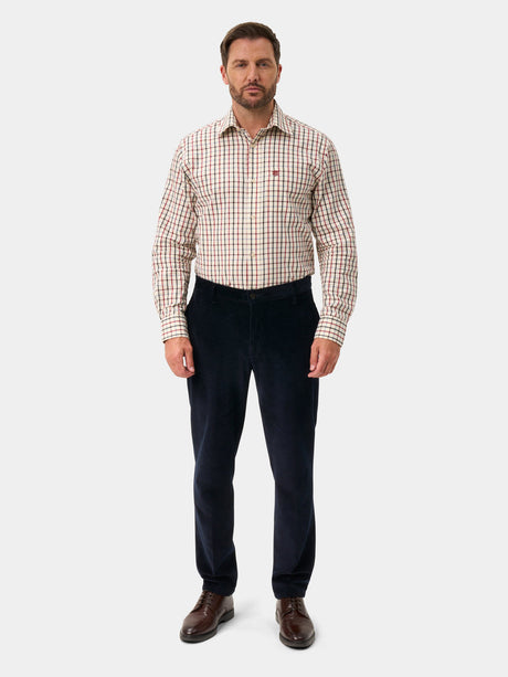 Alan Paine Ilkley Mens Country Check Shooting Shirt - Country Red – full length view.