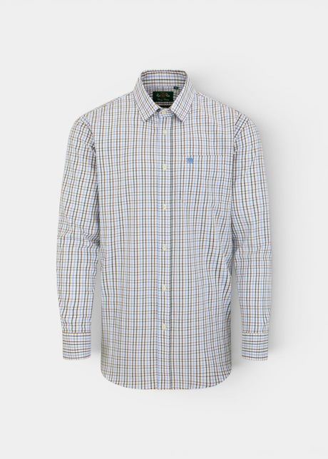 ALAN PAINE Ilkley Mens Country Check Shooting Shirt - Green & Brown