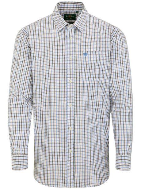 ALAN PAINE Ilkley Mens Country Check Shooting Shirt - Green & Brown