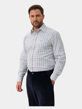 Alan Paine Ilkley Mens Country Check Shooting Shirt - Green & Brown – front view on model.