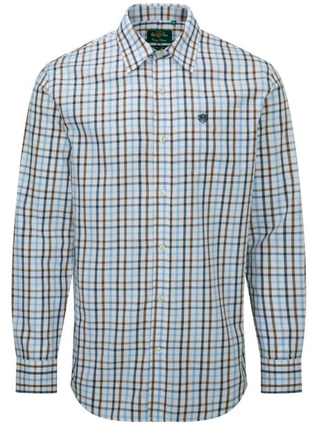 ALAN PAINE Ilkley Shooting Shirt - Mens Country Check - Blue & Brown