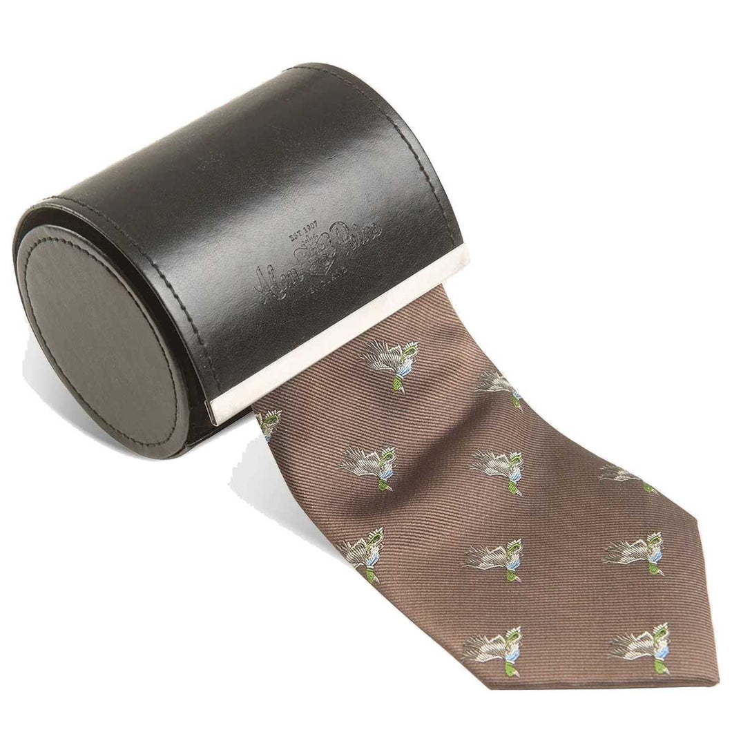 ALAN PAINE Ripon Silk Tie - Duck Design - Brown