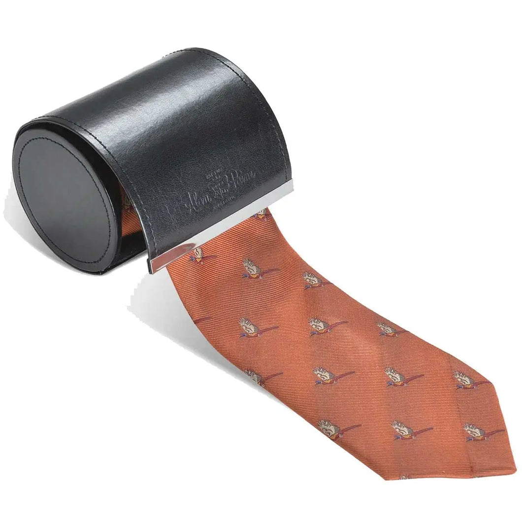 ALAN PAINE Ripon Silk Tie - Flying Pheasant Design - Rust