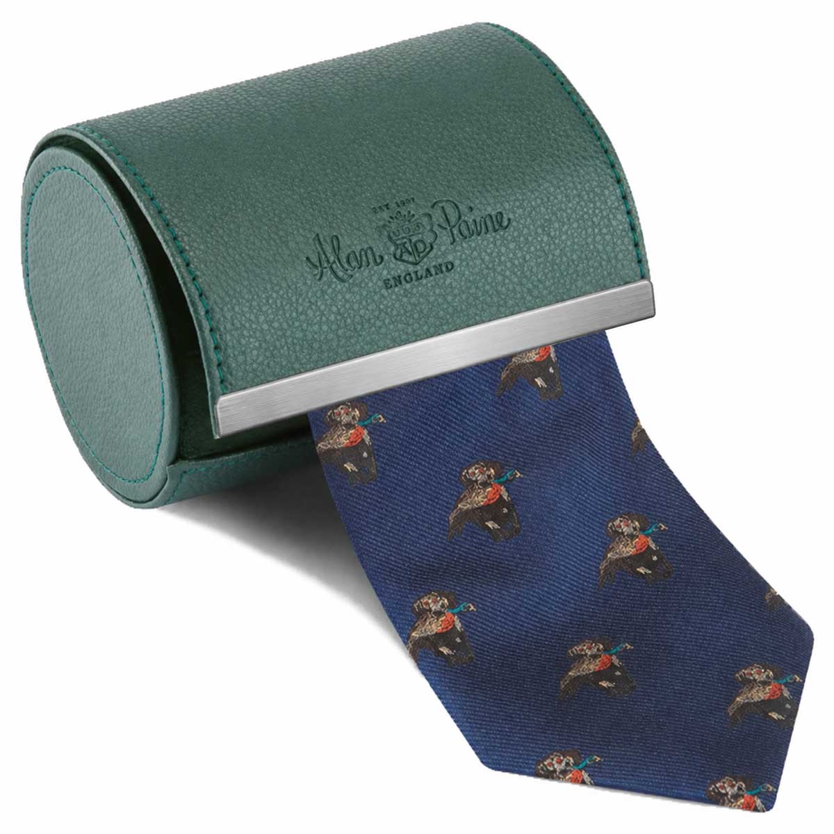 ALAN PAINE Ripon Silk Tie - Retriever Design - Navy