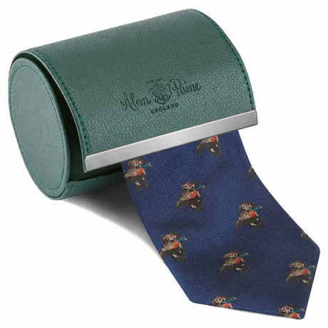 ALAN PAINE Ripon Silk Tie - Retriever Design - Navy