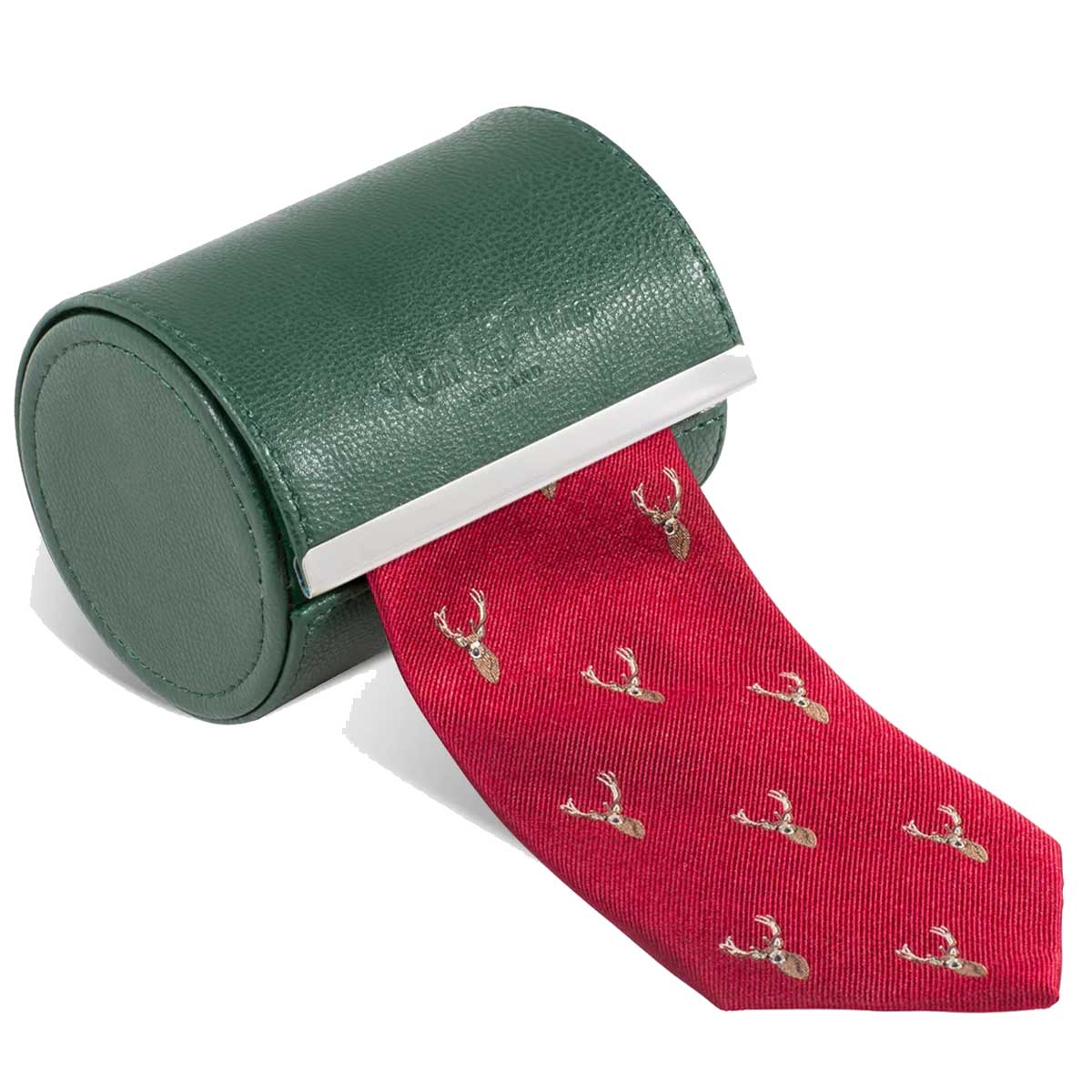 ALAN PAINE Ripon Silk Tie - Stags Head Design - Red