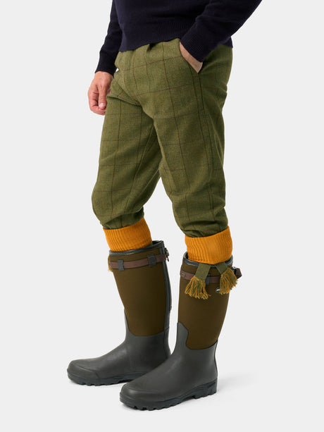 Alan Paine Rutland men's shooting breeks in Lichen, front view on model.