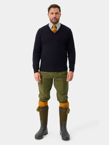 Alan Paine Rutland men's shooting breeks in Lichen, full-length view on model.